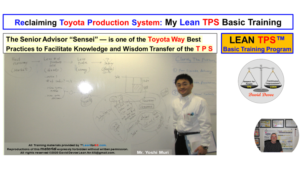 Lean TPS Sensei Yoshi Mori teaching Jishuken principles on teamwork and mutual respect at Toyota Industries Corporation.