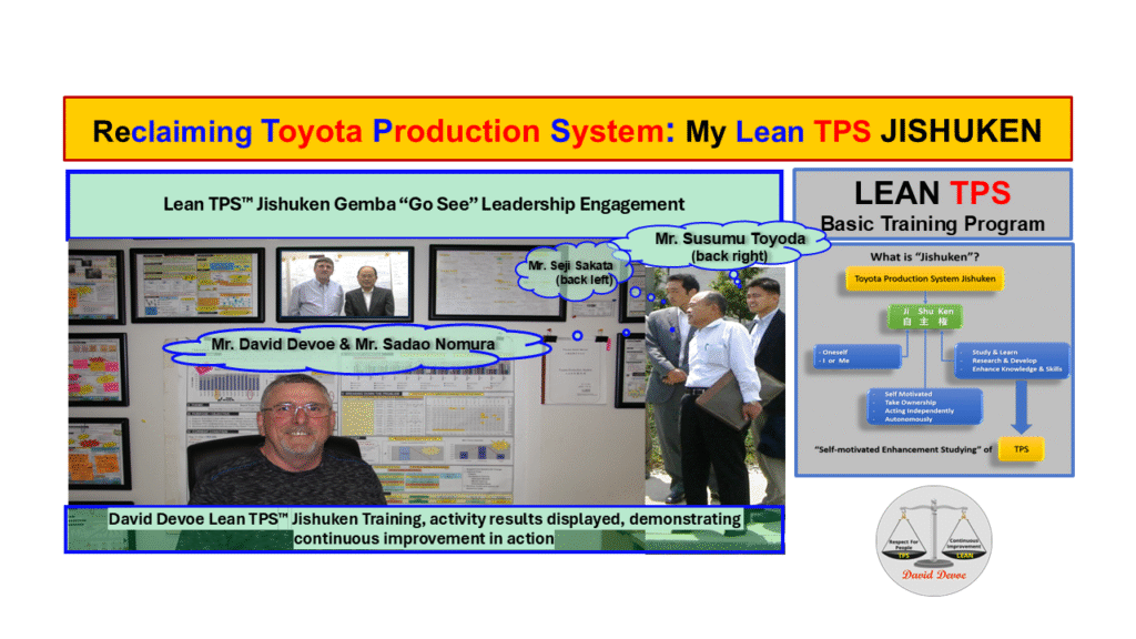 Lean TPS Sensei guiding structured problem solving and leadership discussion during Jishuken training.