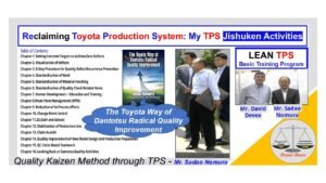 David Devoe with Mr. Sadao “Sam” Nomura during a Jishuken activity at BT Raymond, showing the legacy of Dantotsu Quality and Toyota Production System leadership.
