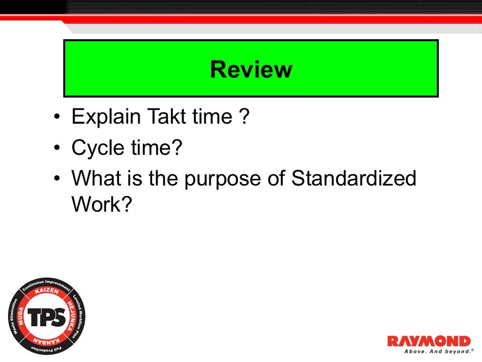 Standardized Work Module Review Slide