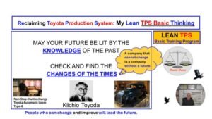 Quote image of Kiichiro Toyoda with the phrase “A company that cannot change is a company without a future,” symbolizing change leadership in Lean TPS.