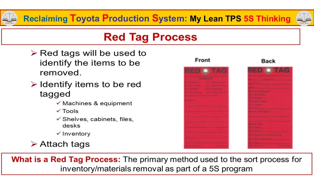 Removing Instability at the Source Through the Red Tag Process Sort is the first step of 5S Thinking because it directly removes the physical causes of instability from the workplace. Before order, cleanliness, or standardization can be effective, the environment must be reduced to what is truly required to perform the work. Excess items create visual noise, obstruct movement, absorb variation, and hide problems. When unnecessary machines, tools, materials, and inventory remain in the work area, they distort the real condition of the process and force people to work around the environment instead of within a controlled system. In Lean TPS, Sort is not a subjective cleanup activity. It is a deliberate act of environmental control designed to expose reality. Items that are rarely used, no longer required, duplicated, or incorrectly located introduce uncertainty into daily work. They make it difficult for leaders to see abnormalities, for operators to perform tasks consistently, and for systems to detect deviation. In mixed-model human–humanoid production, this instability is amplified. Humanoid robots depend on uncluttered spaces, defined boundaries, and consistent spatial relationships. Unnecessary items introduce collision risk, interfere with navigation, and degrade perception accuracy.